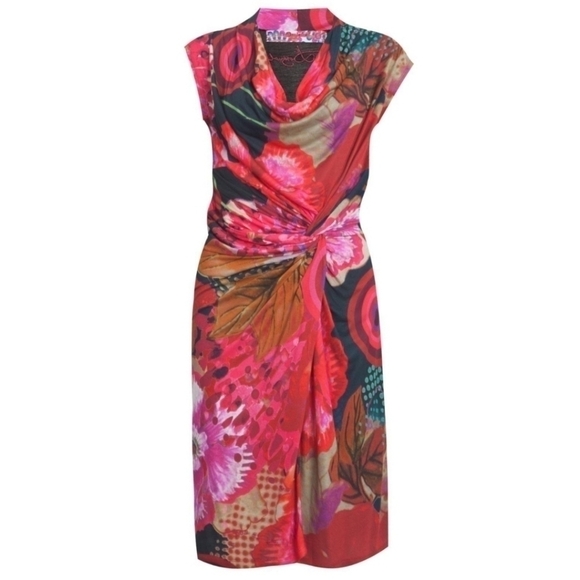 Desigual Azucena Midi Twist Front Floral Dress Md - Picture 7 of 8